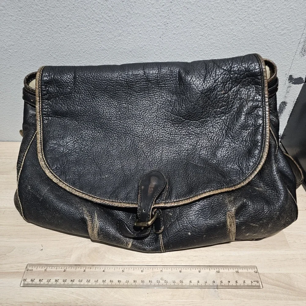 The Territory Ahead Dark Brown Leather Satchel Messenger Bag Carry On Patina!